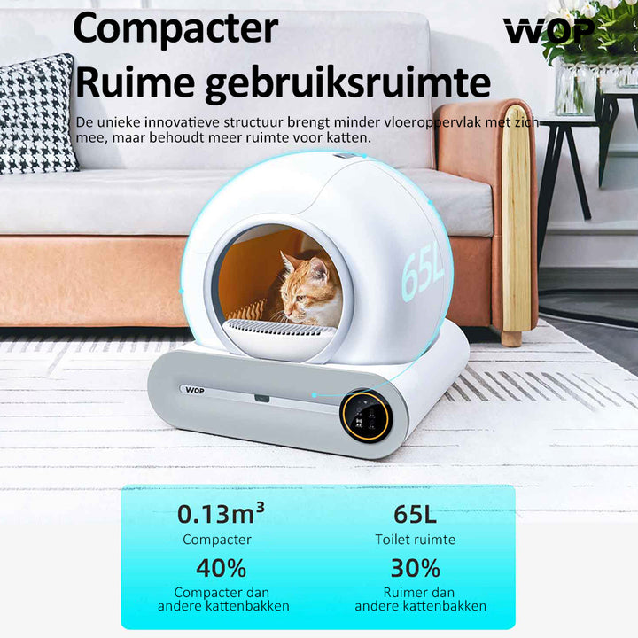 Kat gebruikt de automatische kattenbak